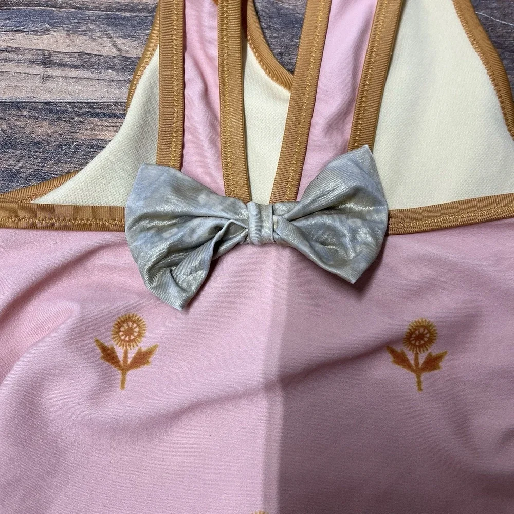 Pink‎ Chicken Swimsuit Toddler Girl 2Y Floral Bow One Piece Coastal Summer